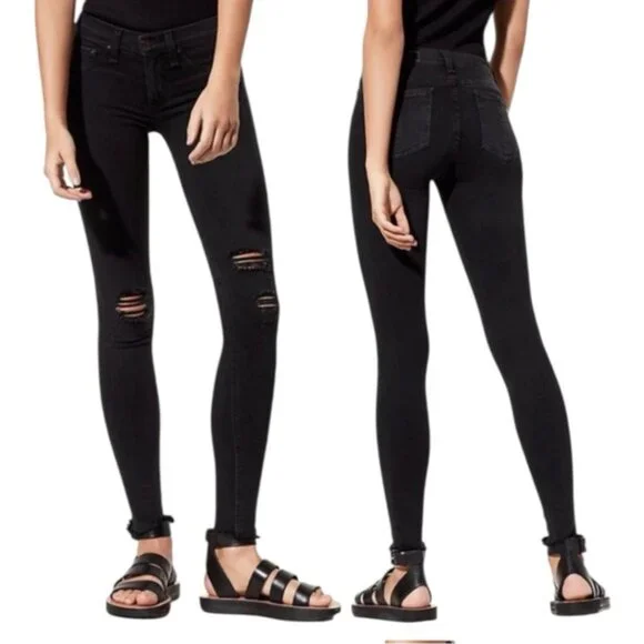 Rag & Bone Black Skinny Pants with Holes Distressed Denim Leggings 29 - Picture 14 of 14